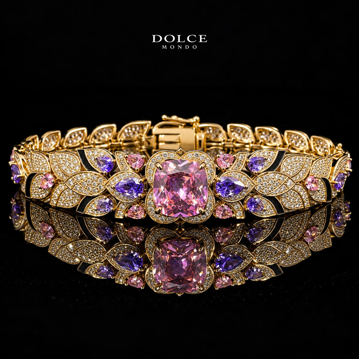 Amelia Golden Pink Luxury Bridal Full Set Featuring High-Quality Zircon Stones with a Premium 18k Gold-Plated Finish