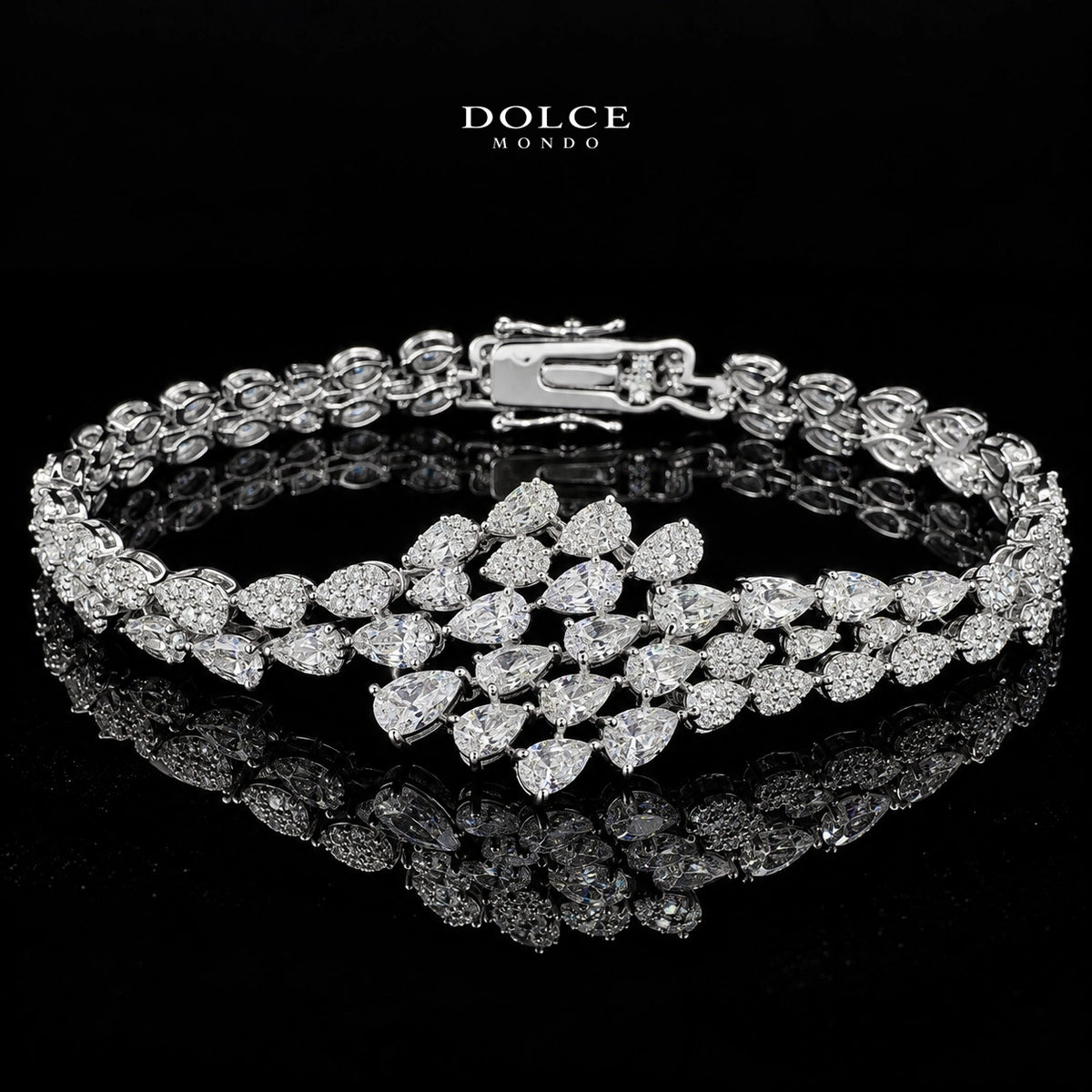 Eva White Luxury Bridal Full Set Featuring High-Quality Zircon Stones with a Premium Rhodium-Plated Finish