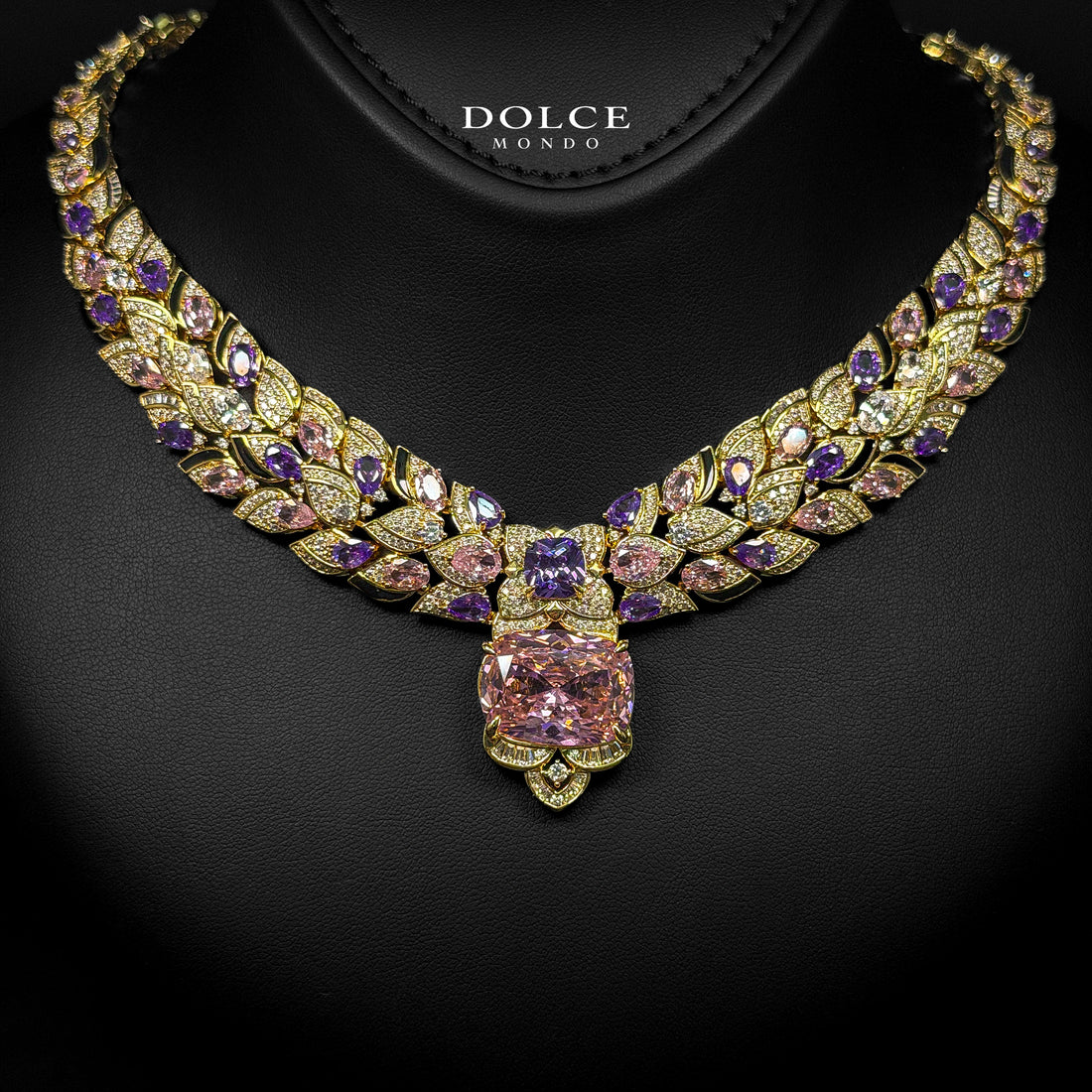 Amelia Golden Pink Luxury Bridal Full Set Featuring High-Quality Zircon Stones with a Premium 18k Gold-Plated Finish