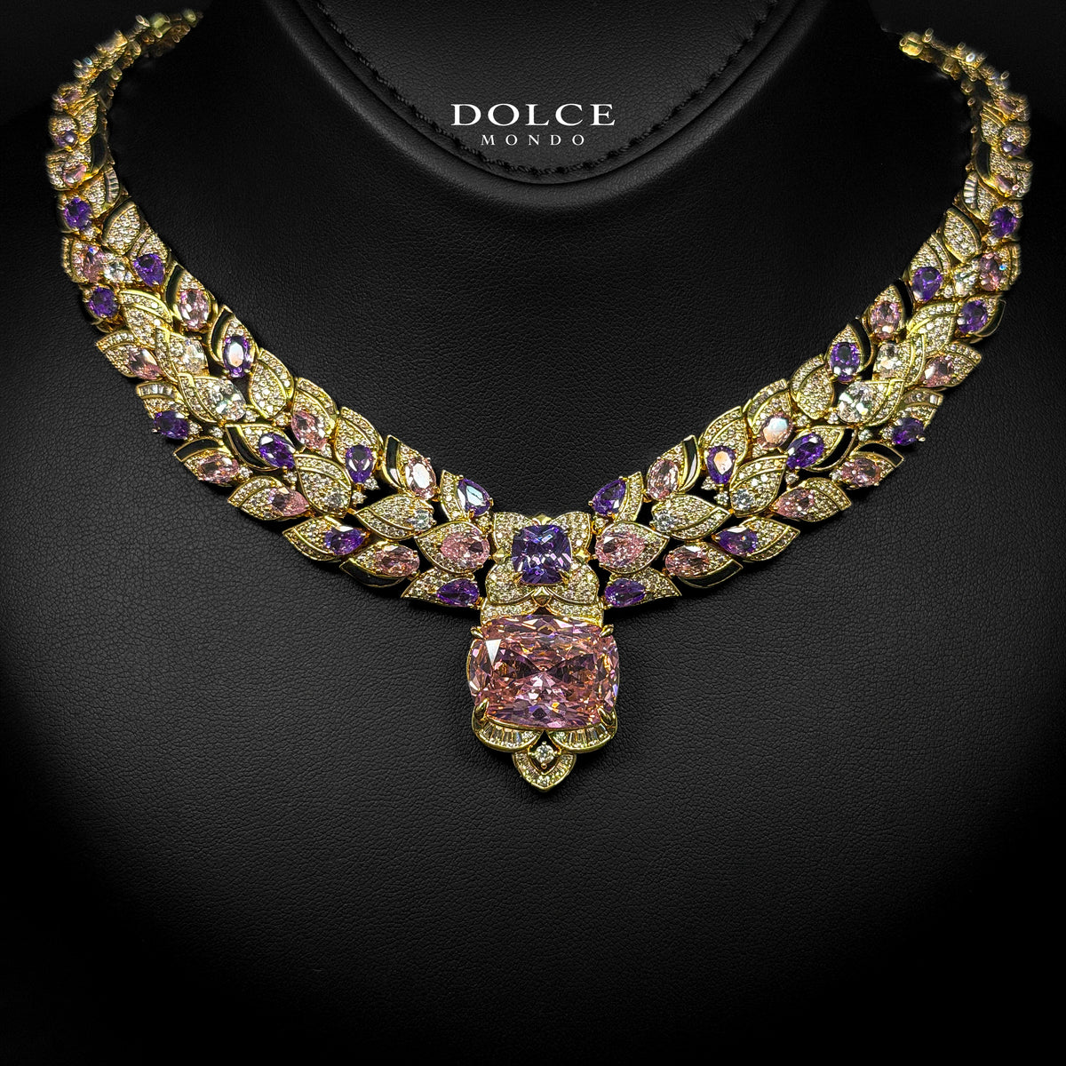 Amelia Golden Pink Luxury Bridal Full Set Featuring High-Quality Zircon Stones with a Premium 18k Gold-Plated Finish