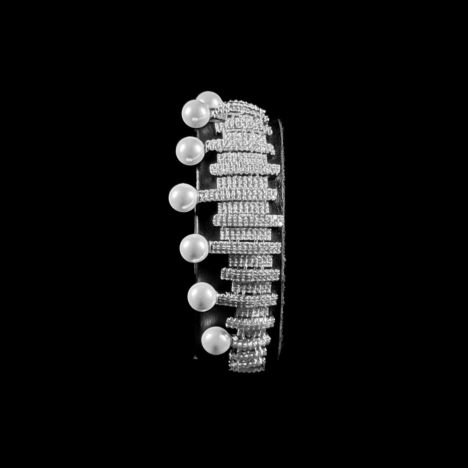 Pearl Fringe White Zircon Rhodium Plated Bridal Full Set