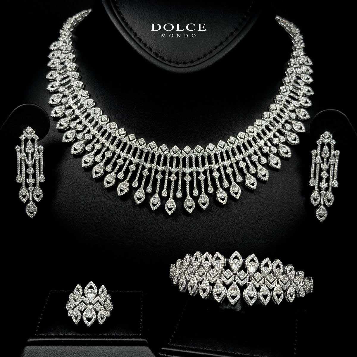 Sienna White Luxury Bridal Full Set Featuring Hight Quality Class Zircon Stones with Premium Rhodium-plated Finish