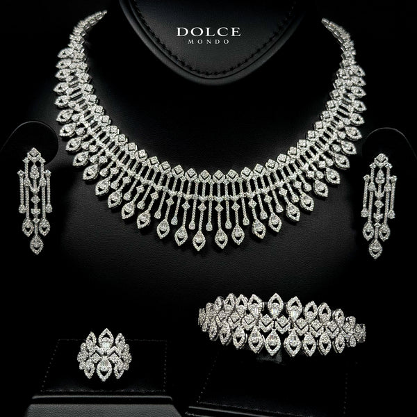 Sienna White Luxury Bridal Full Set Featuring Hight Quality Class Zircon Stones with Premium Rhodium-plated Finish