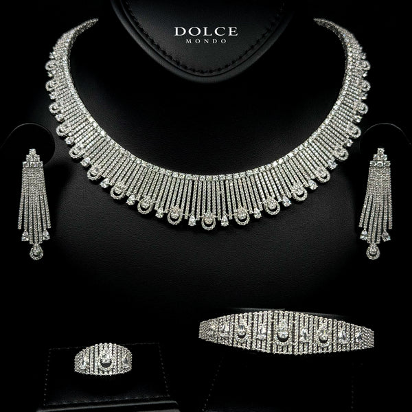 Victoria White Luxury Bridal Full Set Featuring Hight Quality Class Zircon Stones with Premium Rhodium-plated Finish