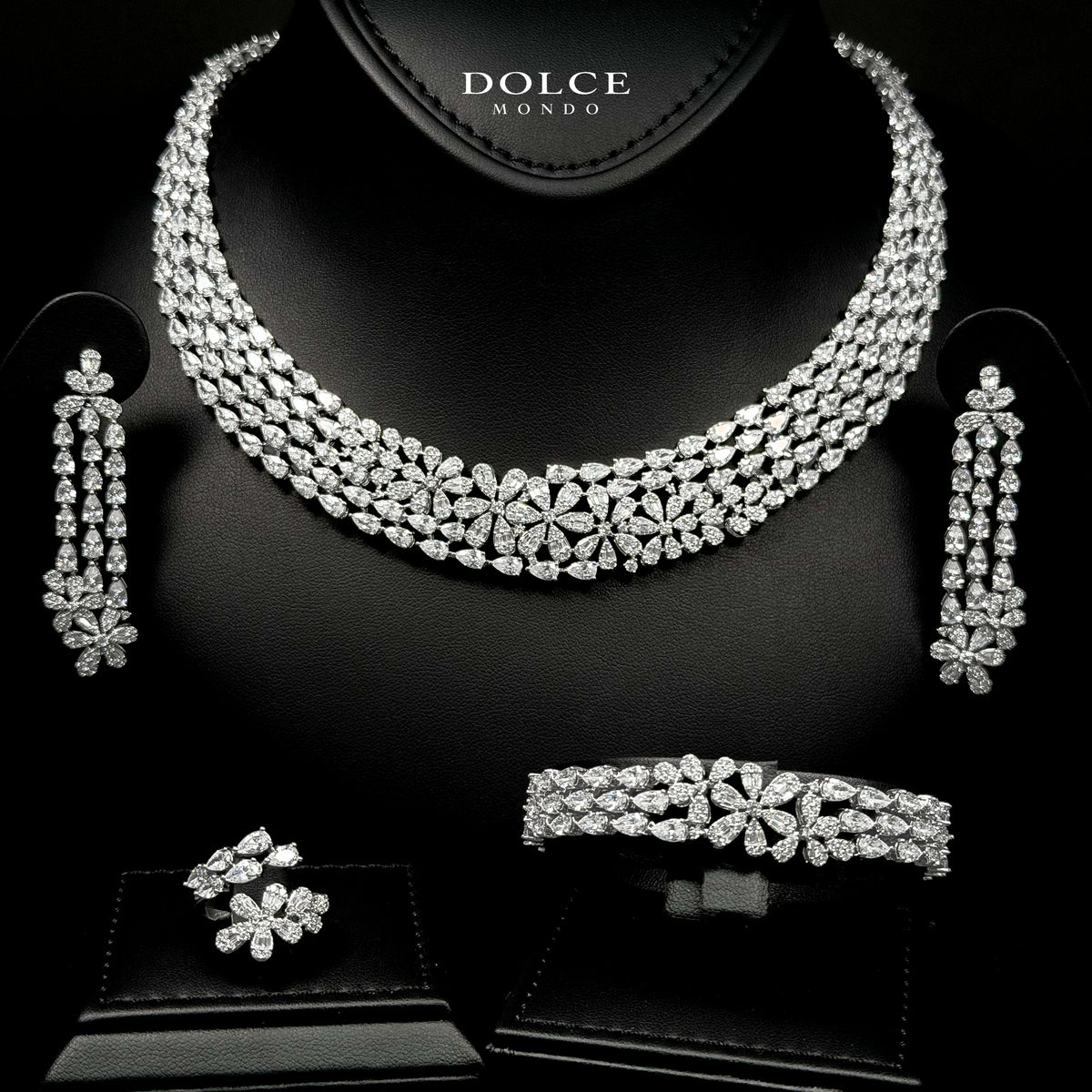 Grace White Luxury Bridal Full Set Featuring Hight Quality Class Zircon Stones with Premium Rhodium-plated Finish