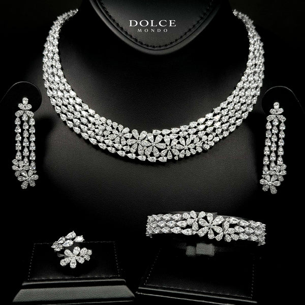 Grace White Luxury Bridal Full Set Featuring Hight Quality Class Zircon Stones with Premium Rhodium-plated Finish