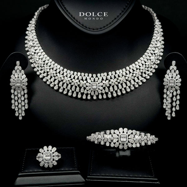 Sophie White Luxury Bridal Full Set Featuring Hight Quality Class Zircon Stones with Premium Rhodium-plated Finish