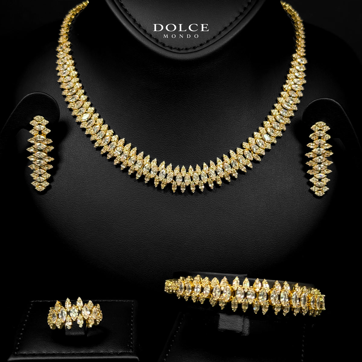 Amara Golden Luxury Bridal Full Set Featuring Hight Quality Class Zircon Stones with Premium 18k Gold Plated Finish