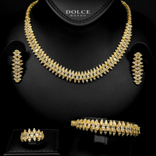 Amara Golden Luxury Bridal Full Set Featuring Hight Quality Class Zircon Stones with Premium 18k Gold Plated Finish