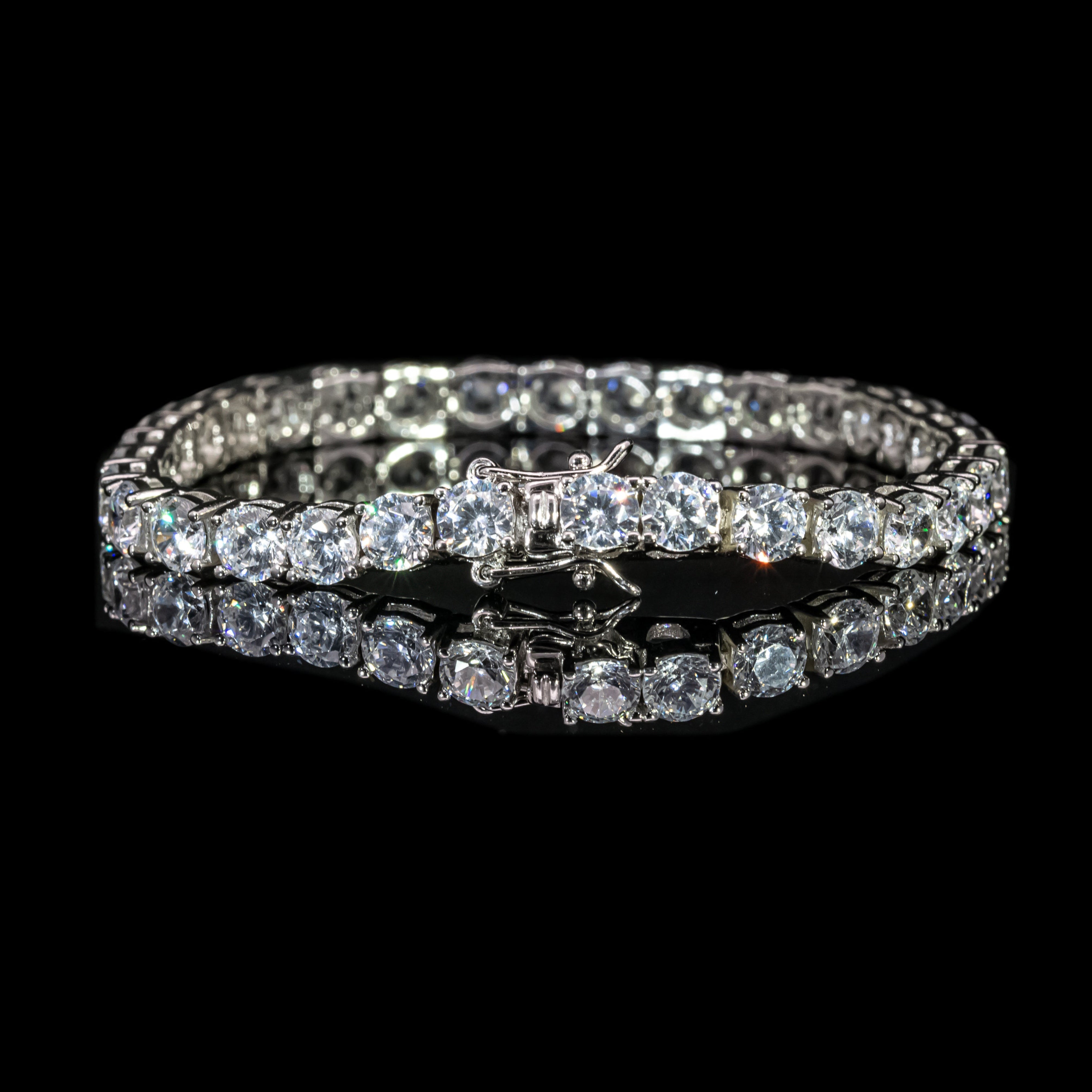 Dolce Mondo Tennis Bracelet 5mm Simulated Diamond Stone in Pure 925 Sterling Silver