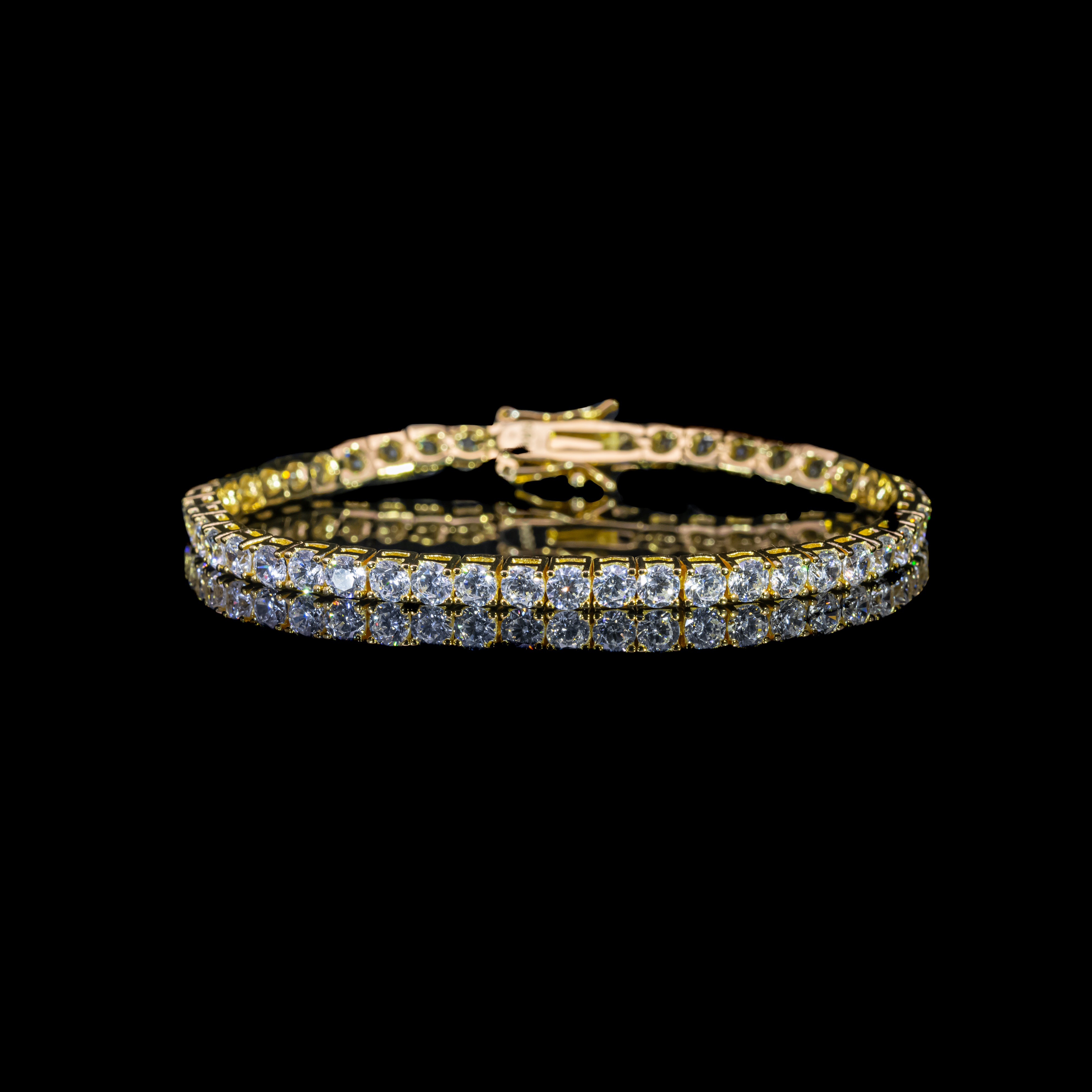 Dolce Mondo Tennis Bracelet 2.5mm Simulated Diamond Stone in 18K Gold Plated Pure 925 Sterling Silver