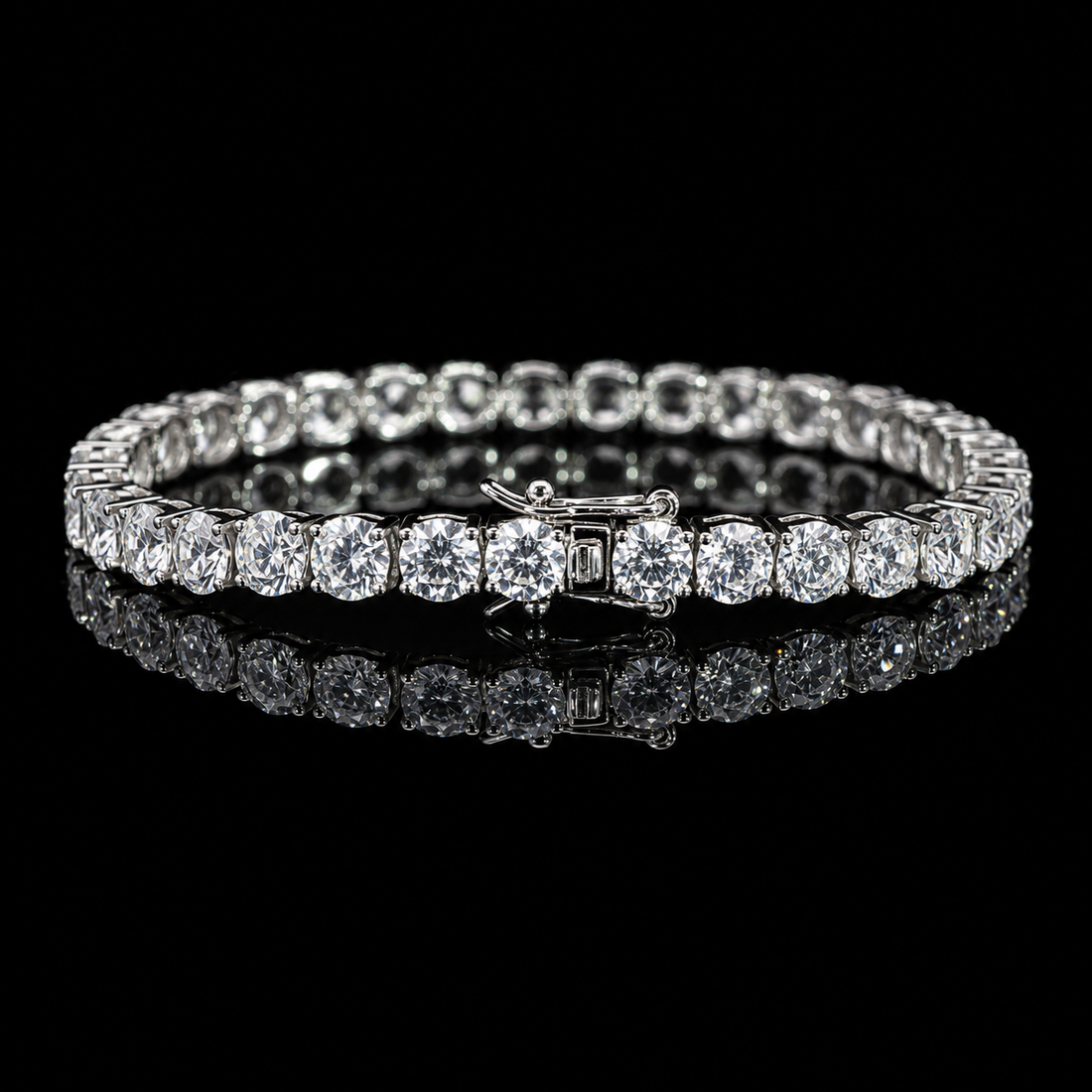 Dolce Mondo Tennis Bracelet 6mm Simulated Diamond Stone in Pure 925 Sterling Silver
