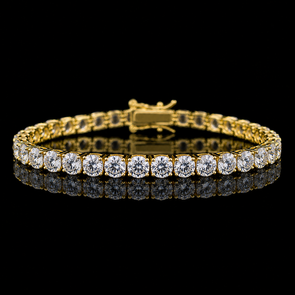 Dolce Mondo Tennis Bracelet 5mm Simulated Diamond Stone in 18K Gold Plated Pure 925 Sterling Silver