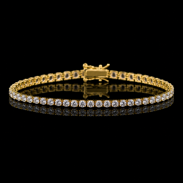 Dolce Mondo Tennis Bracelet 3mm Simulated Diamond Stone in 18K Gold Plated Pure 925 Sterling Silver