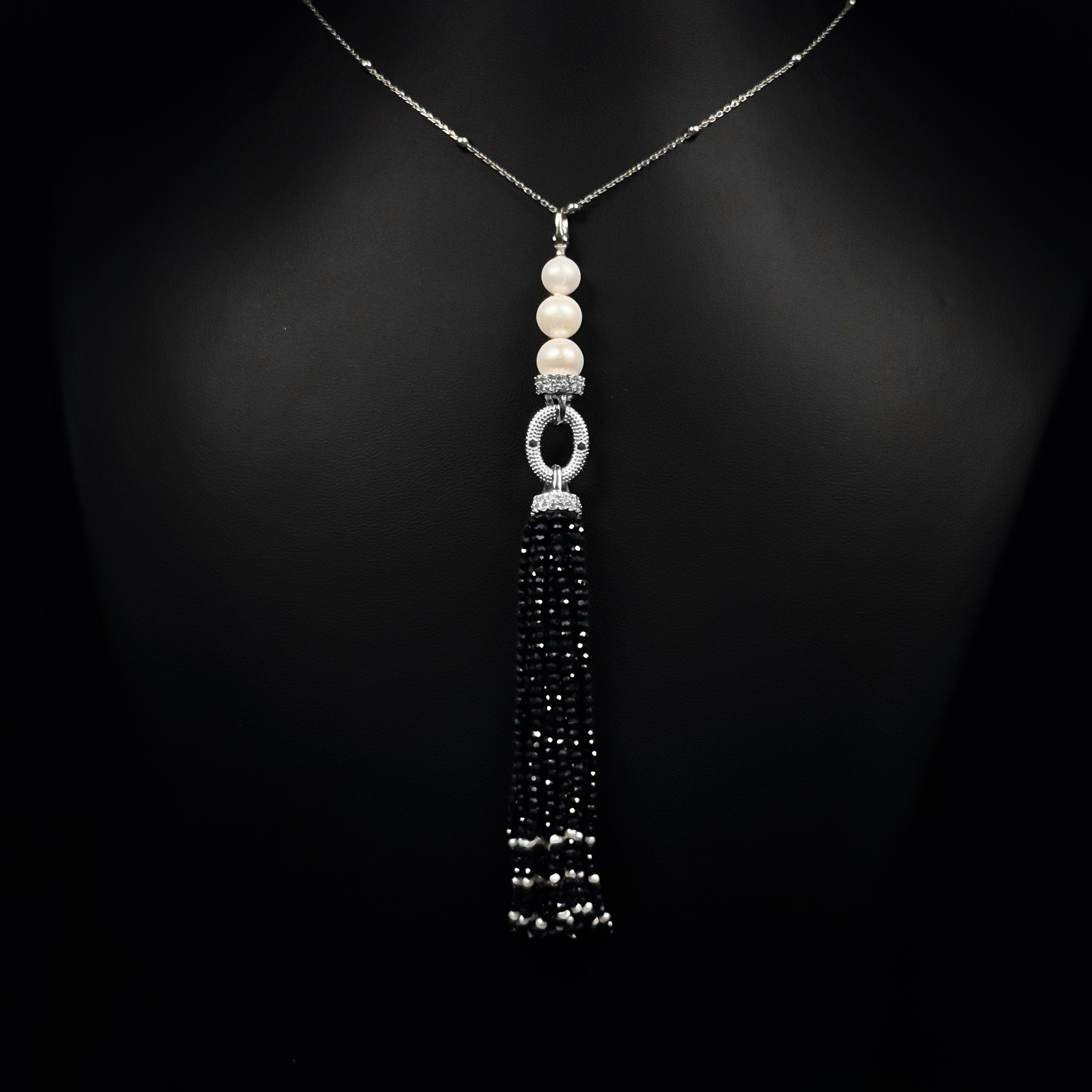 Noir Pearl Black & White Zircon Rhodium Plated Fancy Bridal Set