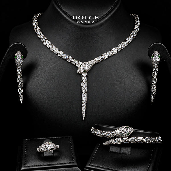 Serena White Luxury Bridal Full Set Featuring High-Quality Zircon Stones with a Premium Rhodium-Plated Finish