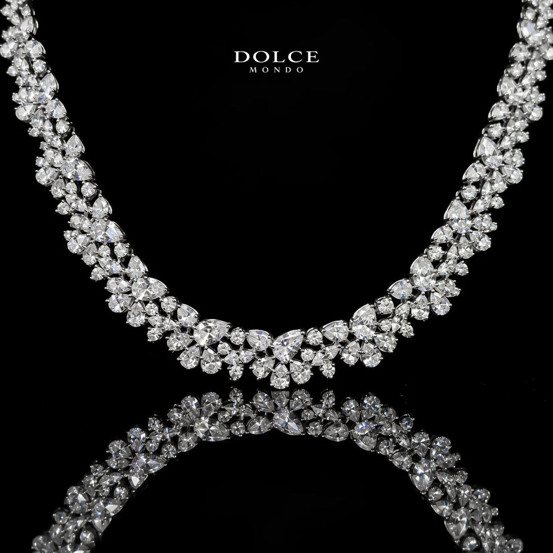 Luna White Luxury Bridal Full Set Featuring High-Quality Zircon Stones with a Premium Rhodium-Plated Finish