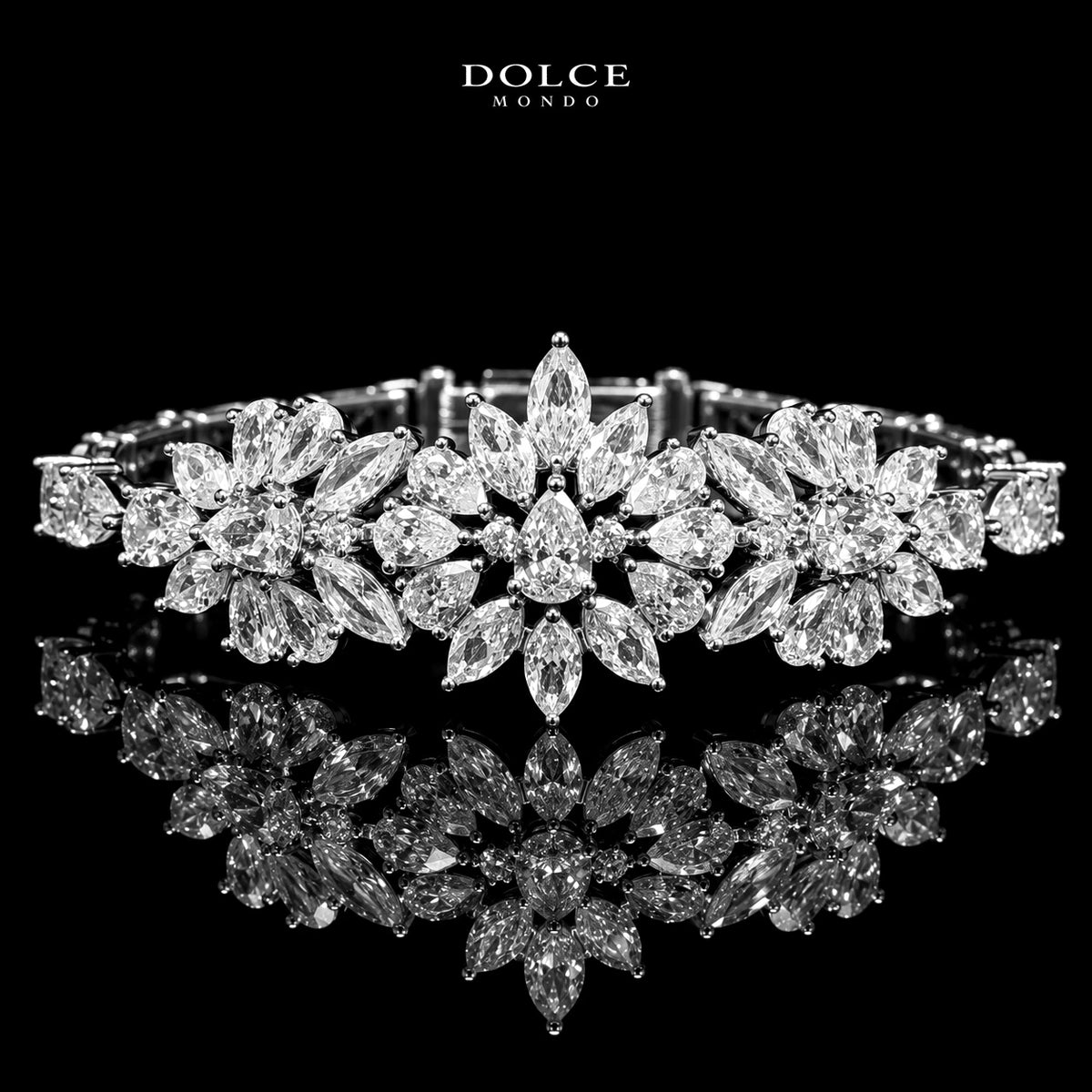 Mia White Luxury Bridal Full Set Featuring High-Quality Zircon Stones with a Premium Rhodium-Plated Finish