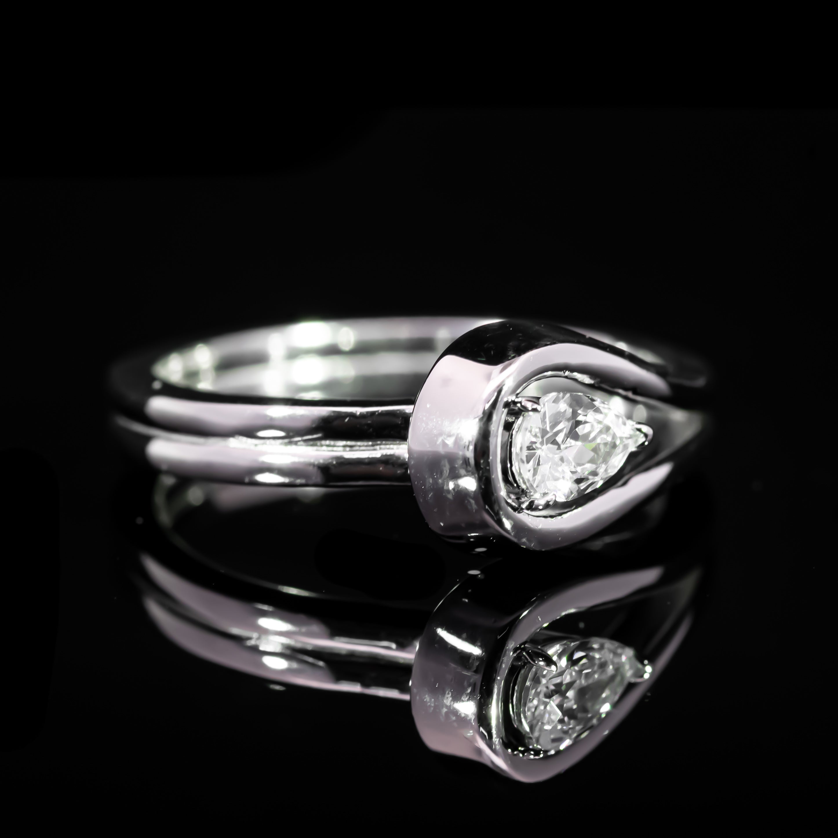 Dolce Mondo Luxe White Pear Cut Wrap Ring in 925 Silver with Premium Zircon Stone