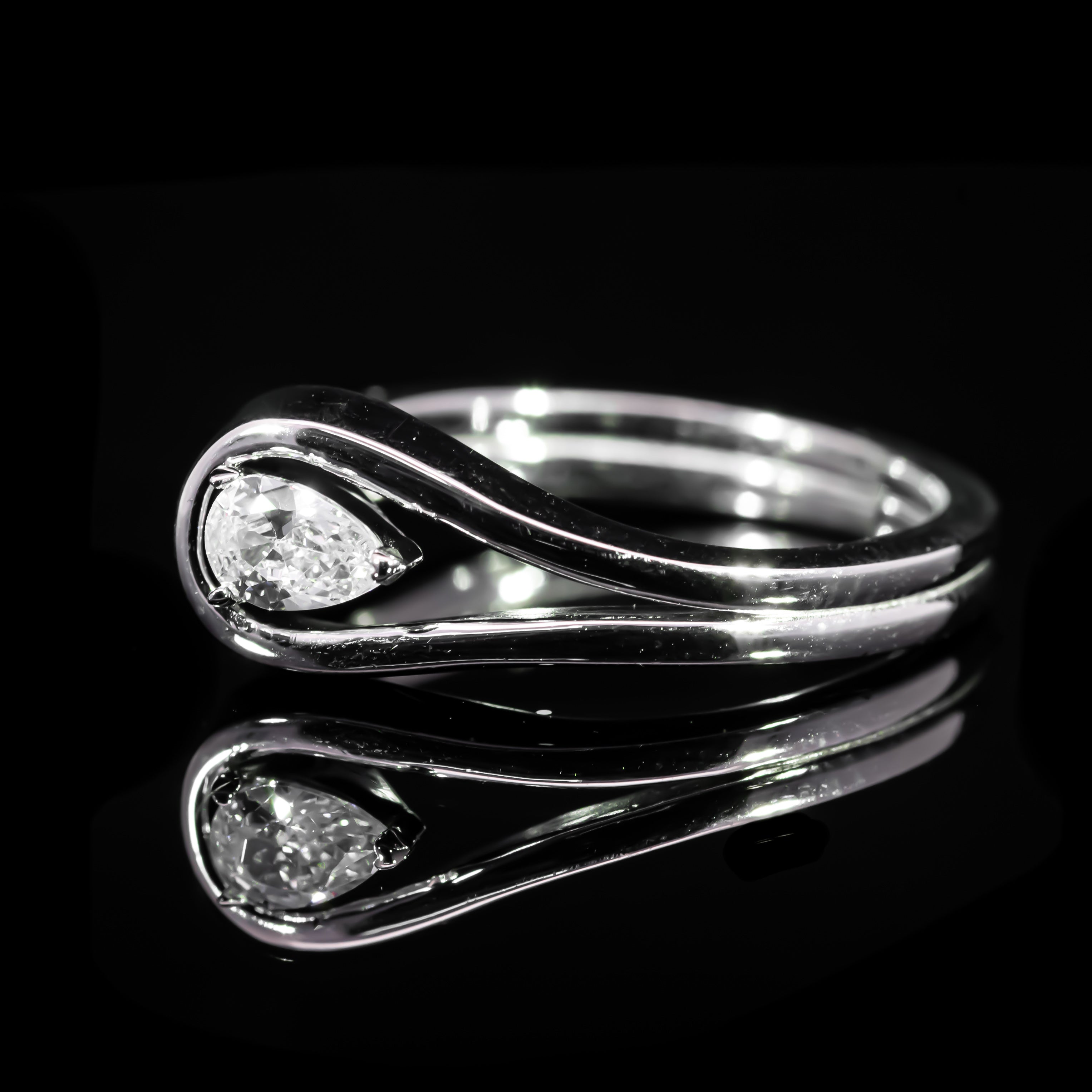 Dolce Mondo Luxe White Pear Cut Wrap Ring in 925 Silver with Premium Zircon Stone