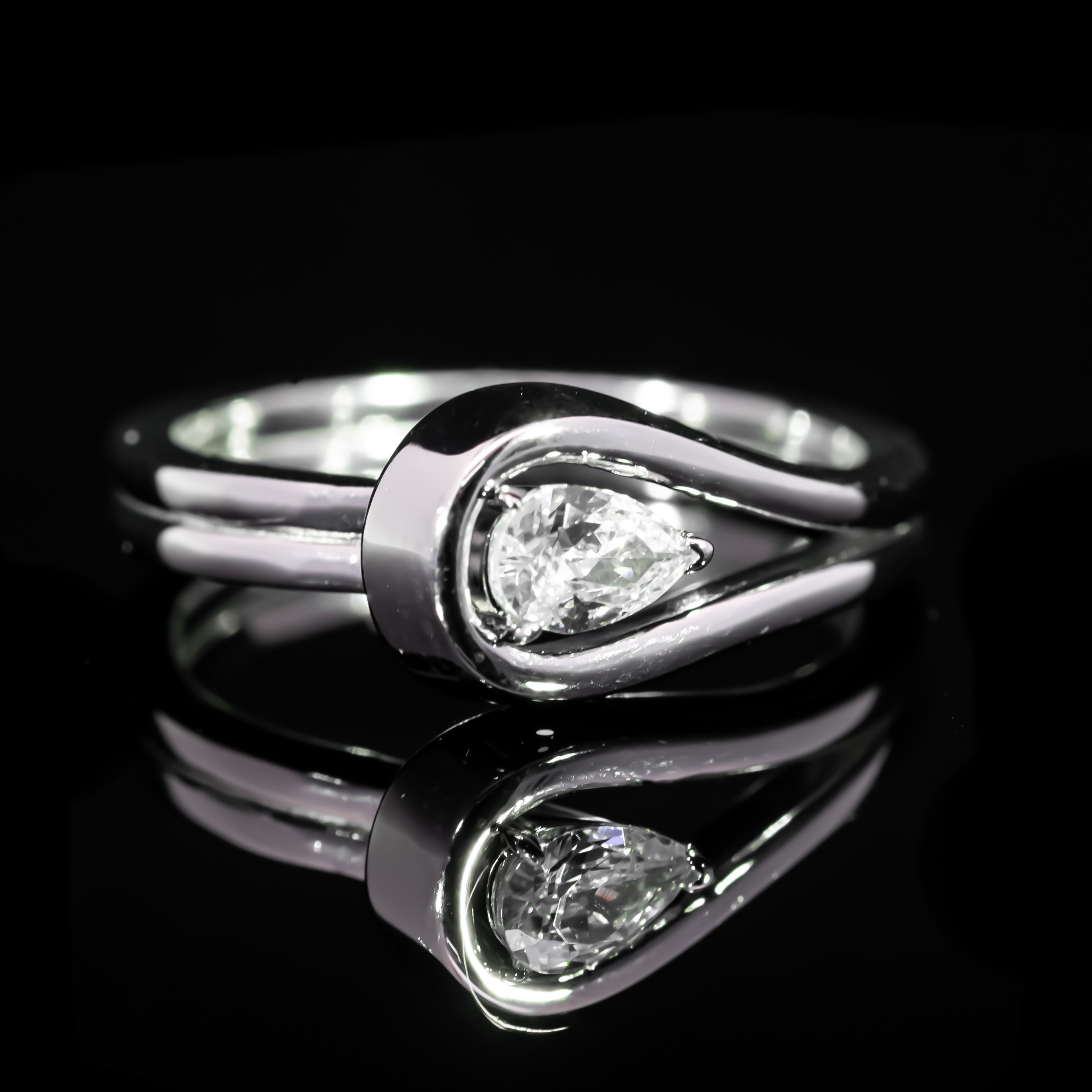 Dolce Mondo Luxe White Pear Cut Wrap Ring in 925 Silver with Premium Zircon Stone