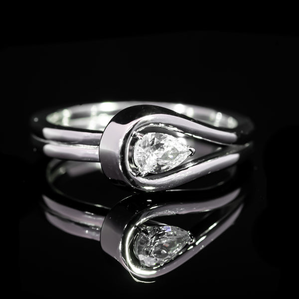 Dolce Mondo Luxe White Pear Cut Wrap Ring in 925 Silver with Premium Zircon Stone