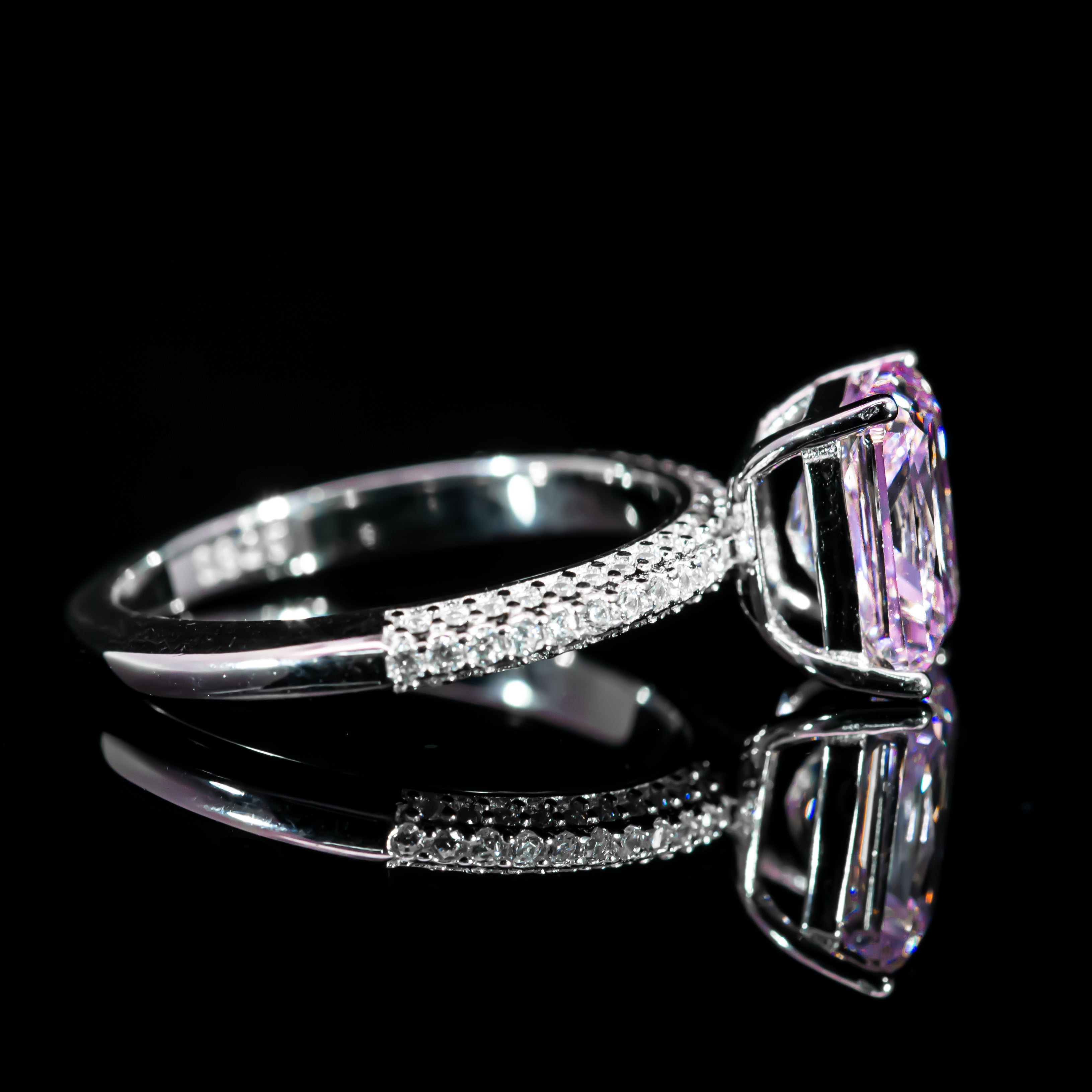 Dolce Mondo Princess Pink Radiant Cut Premium Zircon 925 Silver Ring