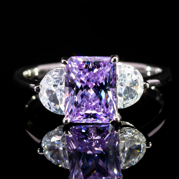 Dolce Mondo Regal Purple Radiant Cut Premium Zircon 925 Silver Ring