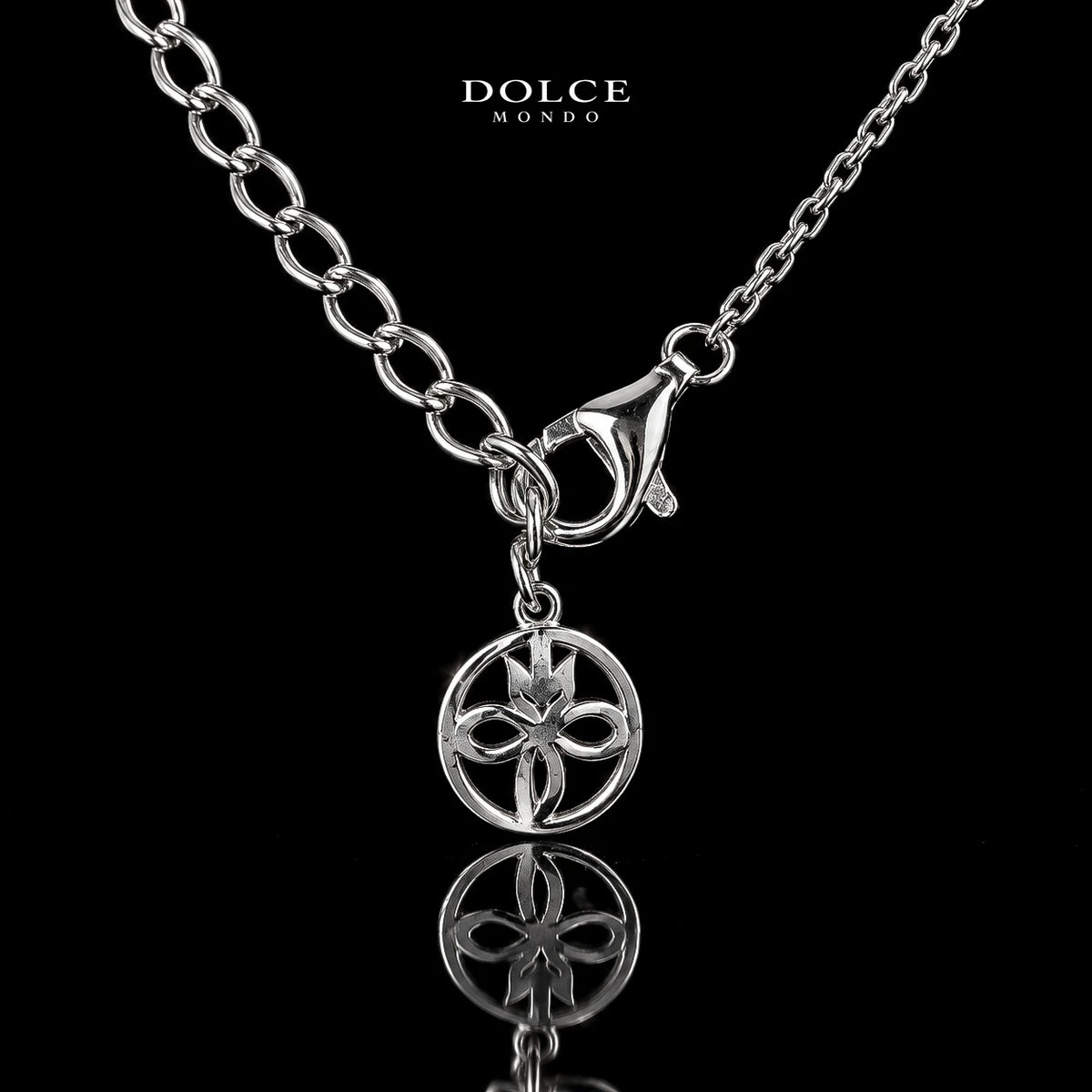 Dolce Mondo Tasneem White 925 Silver Pendant Necklace in High Quality Zircon Stones - Premium Rhodium Plated