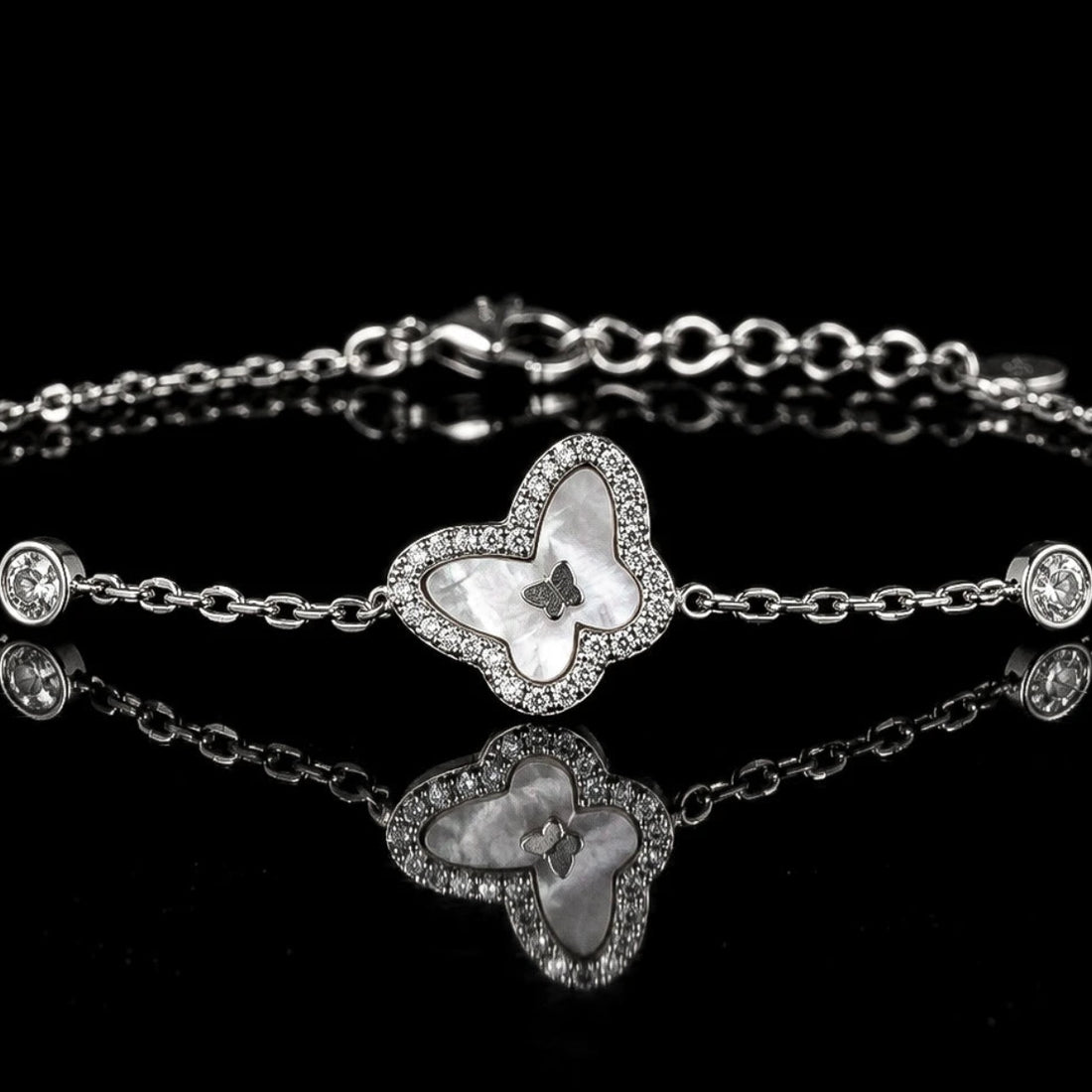 Dolce Mondo Basma White 925 Silver Bracelet in High Quality Zircon Stones - Premium Rhodium Plated