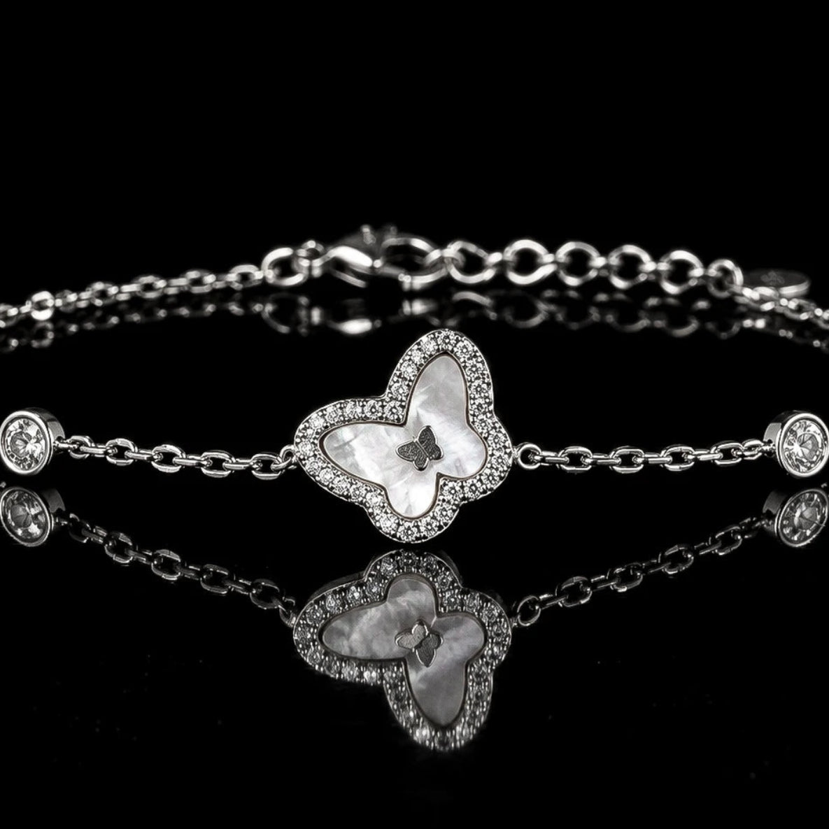 Dolce Mondo Basma White 925 Silver Bracelet in High Quality Zircon Stones - Premium Rhodium Plated