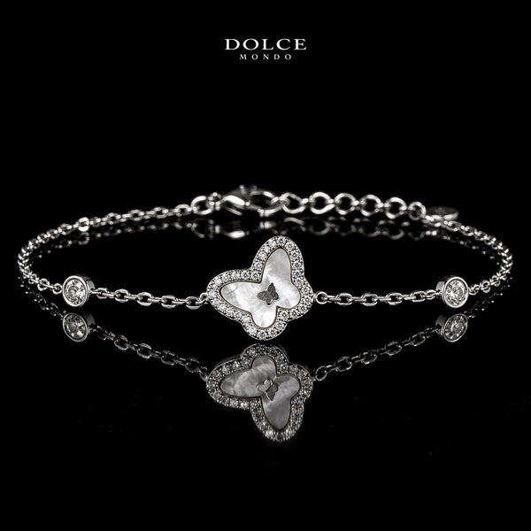 Dolce Mondo Basma White 925 Silver Bracelet in High Quality Zircon Stones - Premium Rhodium Plated