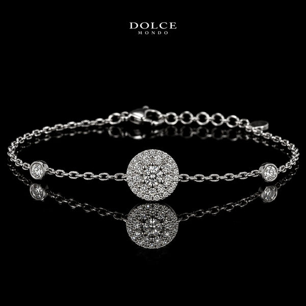 Dolce Mondo Amina White 925 Silver Bracelet in High Quality Zircon Stones - Premium Rhodium Plated