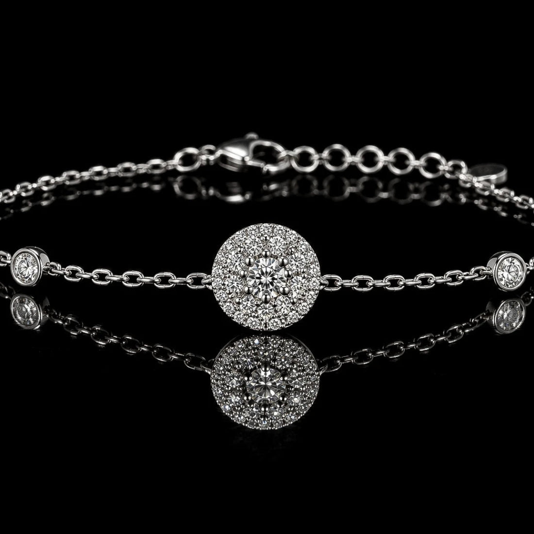 Dolce Mondo Amina White 925 Silver Bracelet in High Quality Zircon Stones - Premium Rhodium Plated
