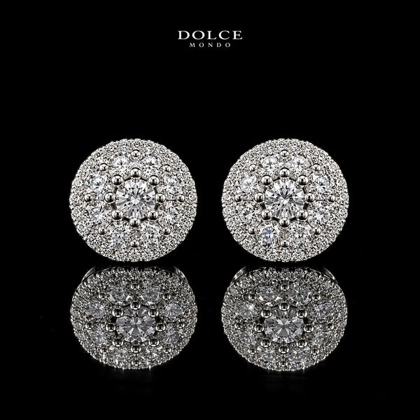 Dolce Mondo Amina White 925 Silver Stud Earrings in High Quality Zircon Stones - Premium Rhodium Plated