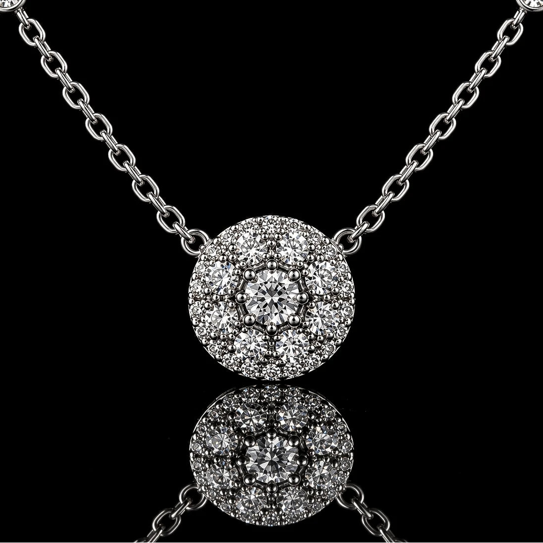 Dolce Mondo Amina White 925 Silver Pendant Necklace in High Quality Zircon Stones - Premium Rhodium Plated