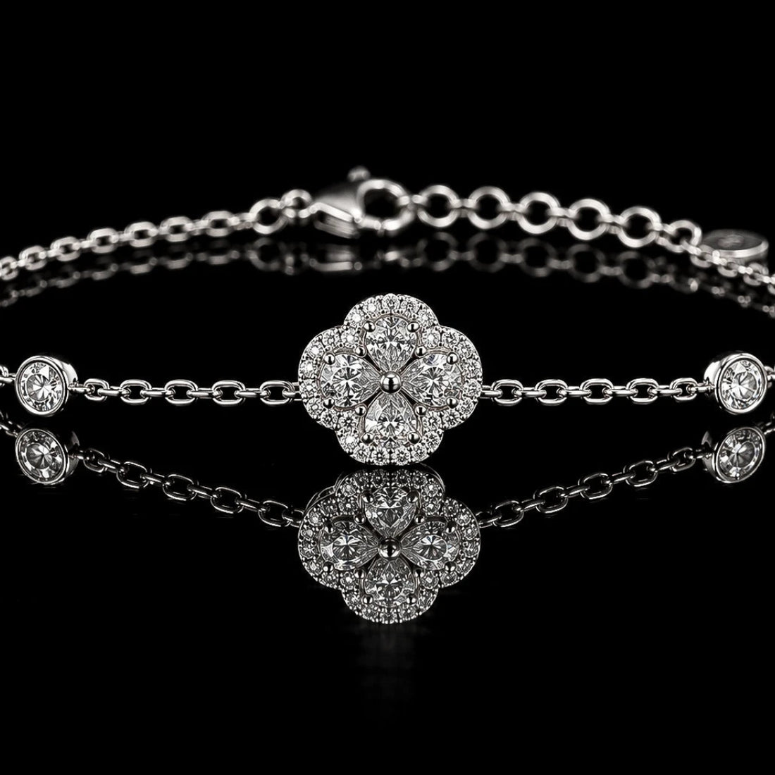 Dolce Mondo Ruba White 925 Silver Bracelet in High Quality Zircon Stones - Premium Rhodium Plated