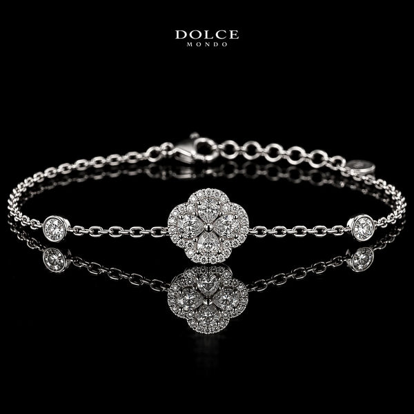 Dolce Mondo Ruba White 925 Silver Bracelet in High Quality Zircon Stones - Premium Rhodium Plated