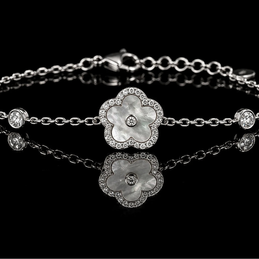 Dolce Mondo Nawal White 925 Silver Bracelet in High Quality Zircon Stones - Premium Rhodium Plated