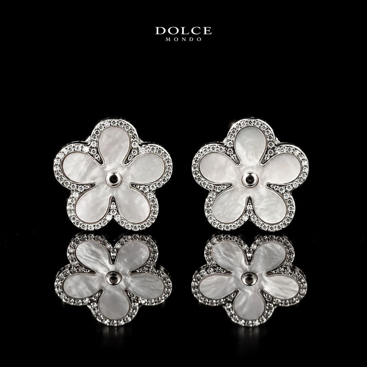 Dolce Mondo Tasneem White 925 Silver Stud Earrings in High Quality Zircon Stones - Premium Rhodium Plated