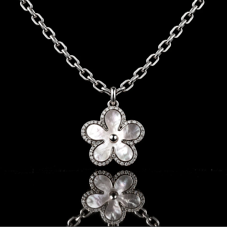 Dolce Mondo Tasneem White 925 Silver Pendant Necklace in High Quality Zircon Stones - Premium Rhodium Plated