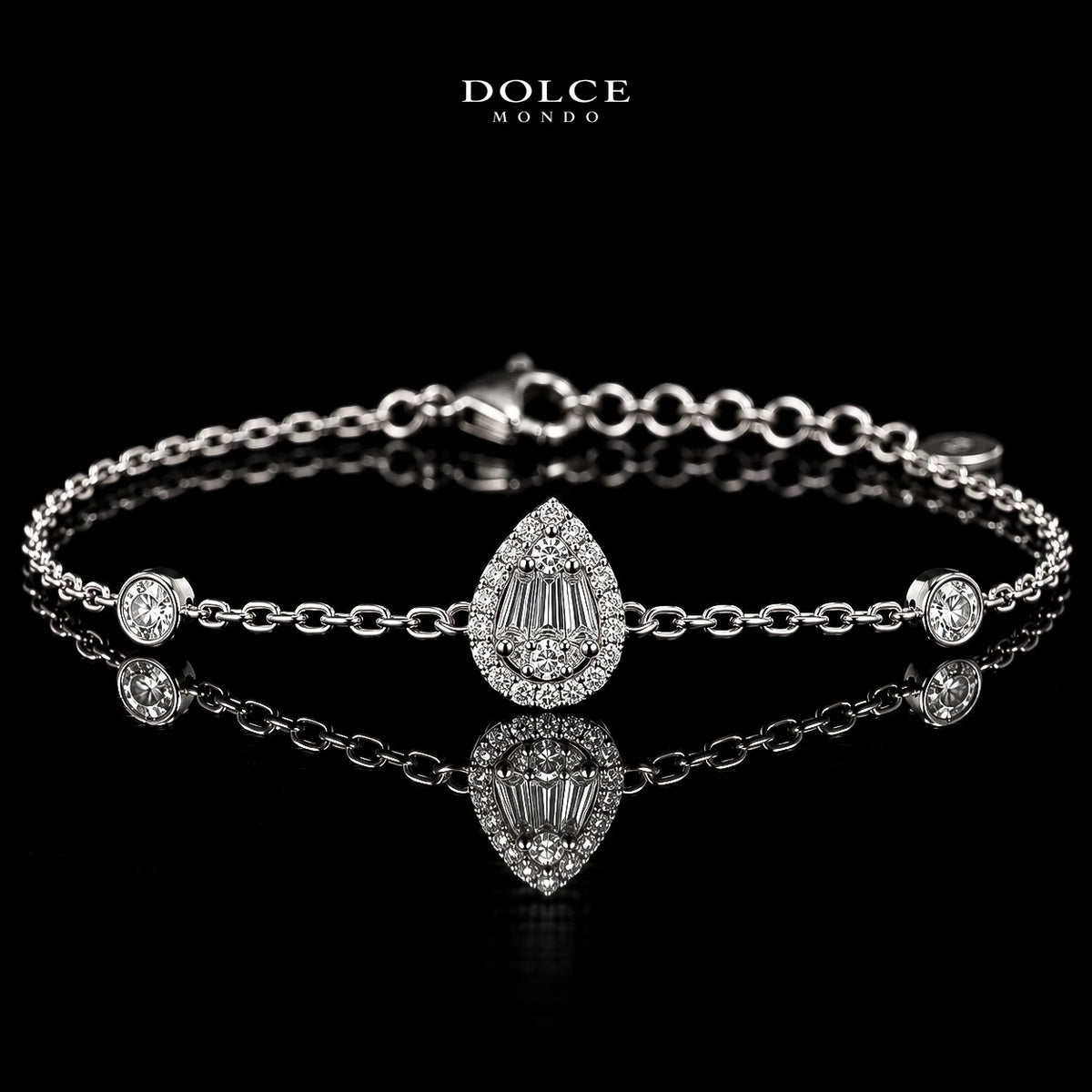Dolce Mondo Hiba White 925 Silver Bracelet in High Quality Zircon Stones - Premium Rhodium Plated