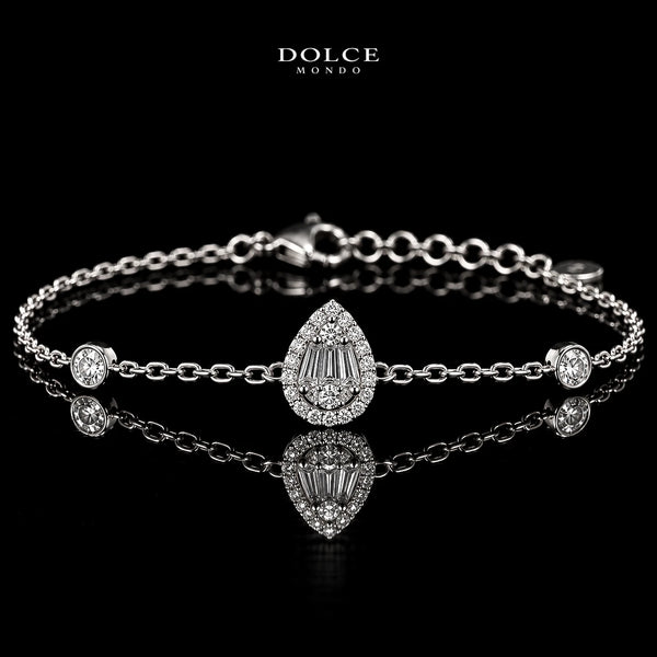 Dolce Mondo Hiba White 925 Silver Bracelet in High Quality Zircon Stones - Premium Rhodium Plated