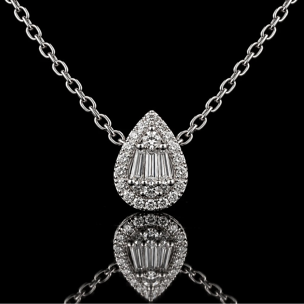 Dolce Mondo Hiba White 925 Silver Pendant Necklace in High Quality Zircon Stones - Premium Rhodium Plated
