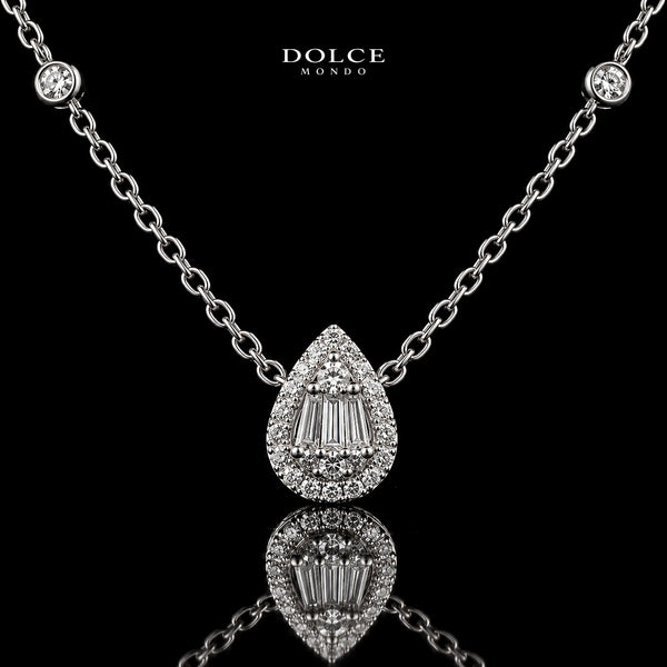 Dolce Mondo Hiba White 925 Silver Pendant Necklace in High Quality Zircon Stones - Premium Rhodium Plated
