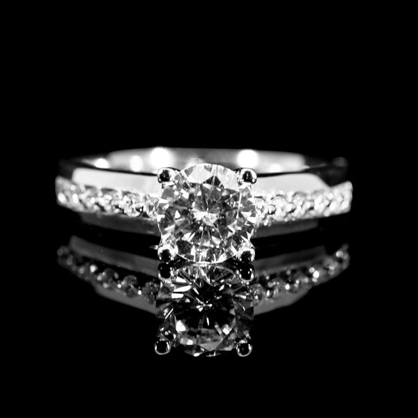 Dolce Mondo Classic White Round Cut Ring in 925 Silver with Premium Zircon Stones – High Quality Rhodium Plated