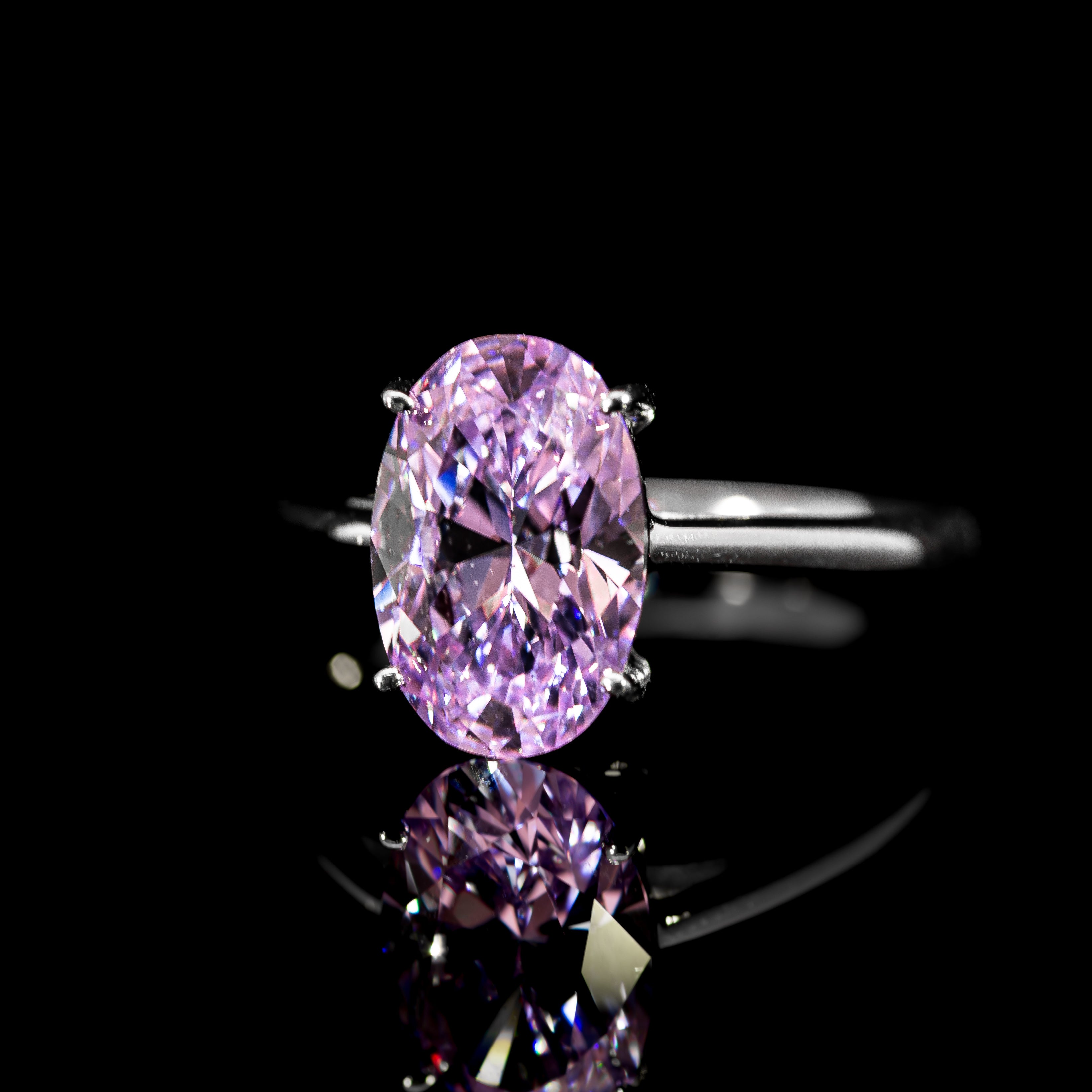 Dolce Mondo Elegant Purple Oval Cut Ring in 925 Silver with Premium Zircon Stone
