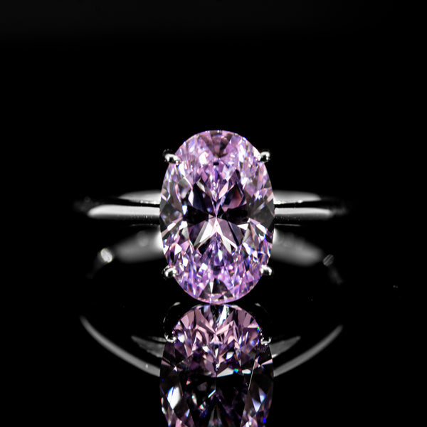 Dolce Mondo Elegant Purple Oval Cut Ring in 925 Silver with Premium Zircon Stone
