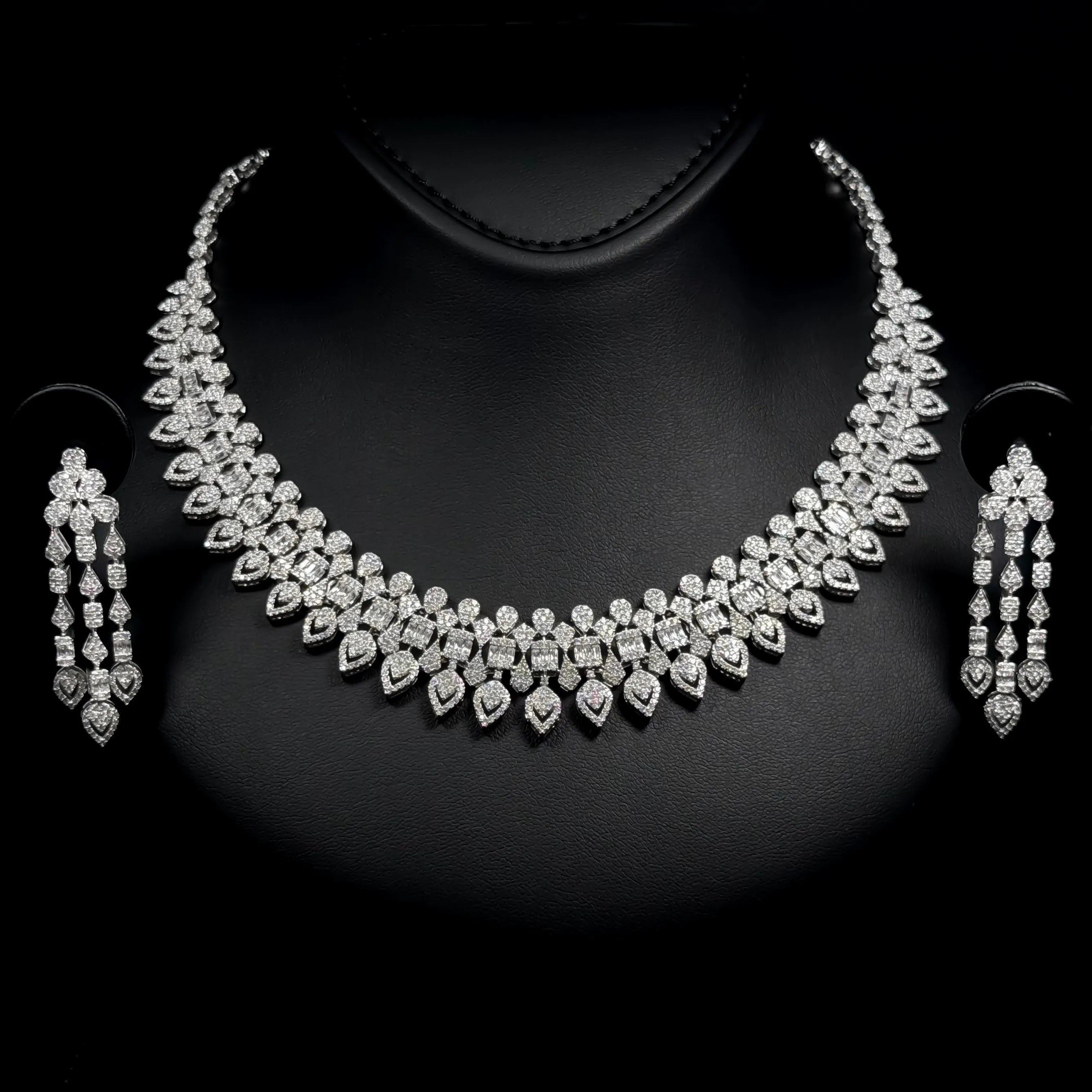 Royal Heart White Premium Quality Zircon Rhodium Plated Luxury Full Set