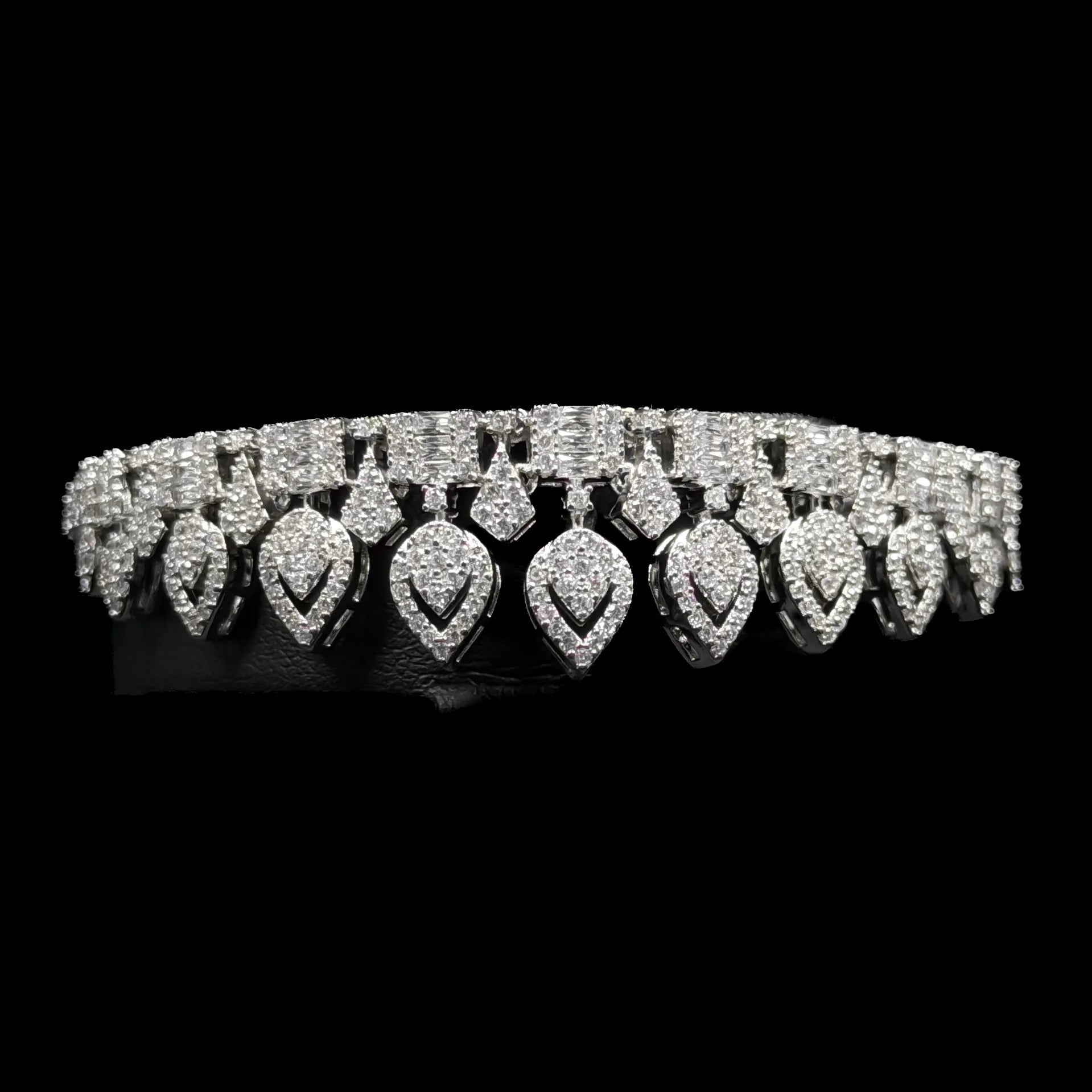 Royal Heart White Premium Quality Zircon Rhodium Plated Luxury Full Set